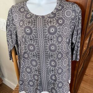 Rose & Olive Black and White Geometric Blouse